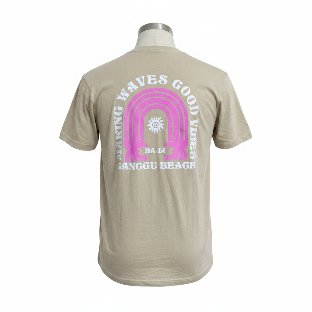 Women's Bali Canggu Beach Graphic T-Shirt - Beige