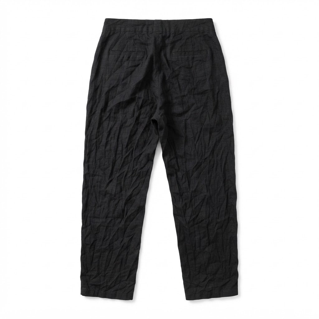SHEIN Women's Black Linen Wide-Leg Trousate Trousers