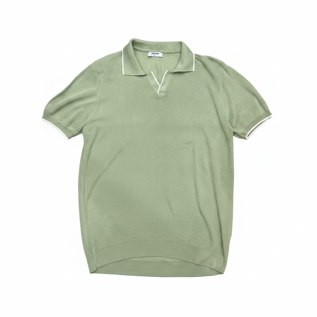 Marrakech Knitting Men's Green Knitted Polo Shirt - Size S