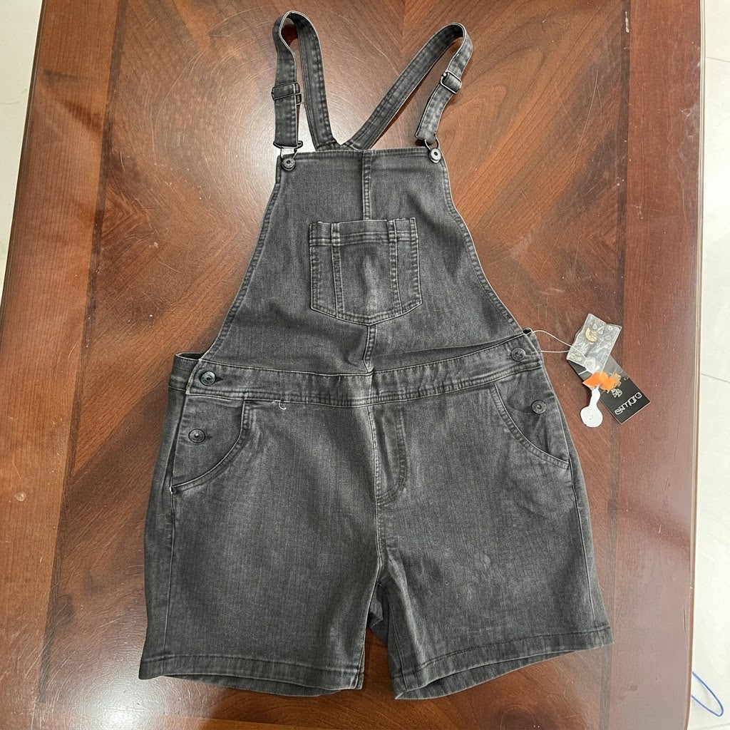 esmara Charcoal Grey Denim Short Overalls with Bib Pocket