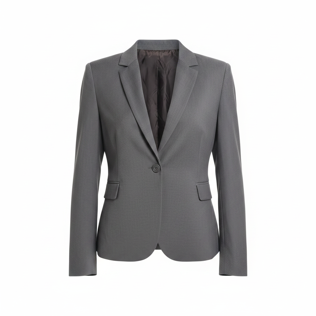 Women's Grey Tailored Single Button Blazer