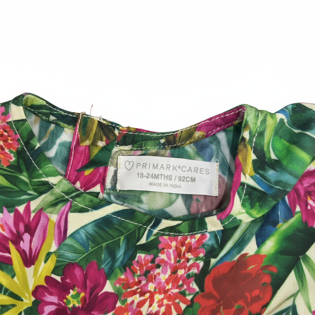 PRIMARK CARES Kids Green Tropical Floral Flutter Sleeve Dres