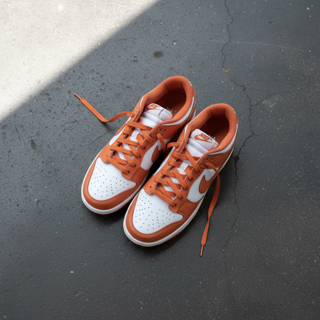 Nike Dunk Low Men's Sneakers - Orange and White