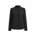 SHEIN Women's Black Mock Neck Long Sleeve Blouse