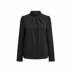 SHEIN Women's Black Mock Neck Long Sleeve Blouse