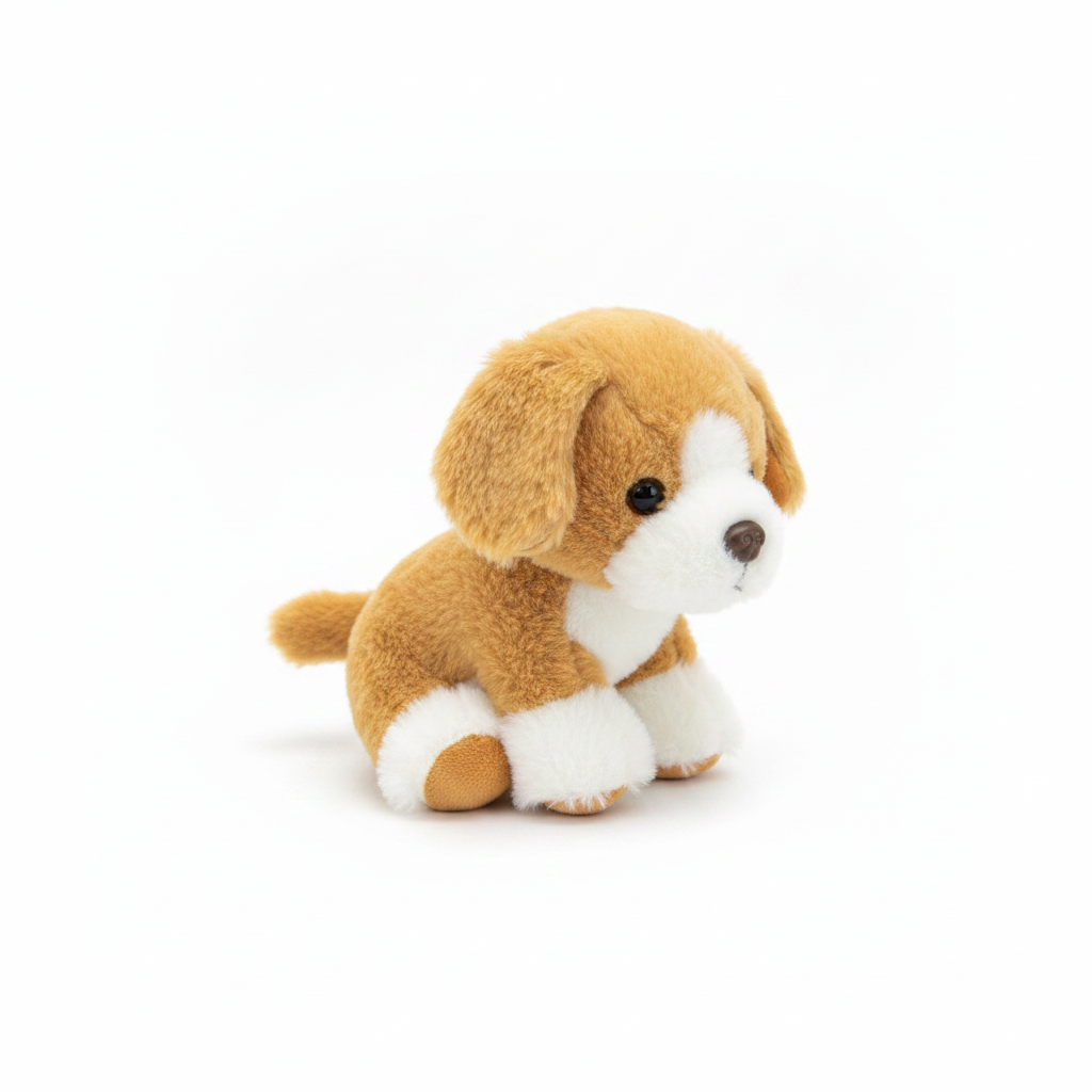 Premium Brown and White Cuddly Dog Plush Toy