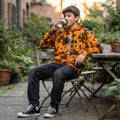[WearU Generated:premium_master] Orange Cotton Blend Tie-Dye Boxy Hoodie – front view