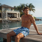 Cobalt Blue Tropical Floral Print Swim Shorts