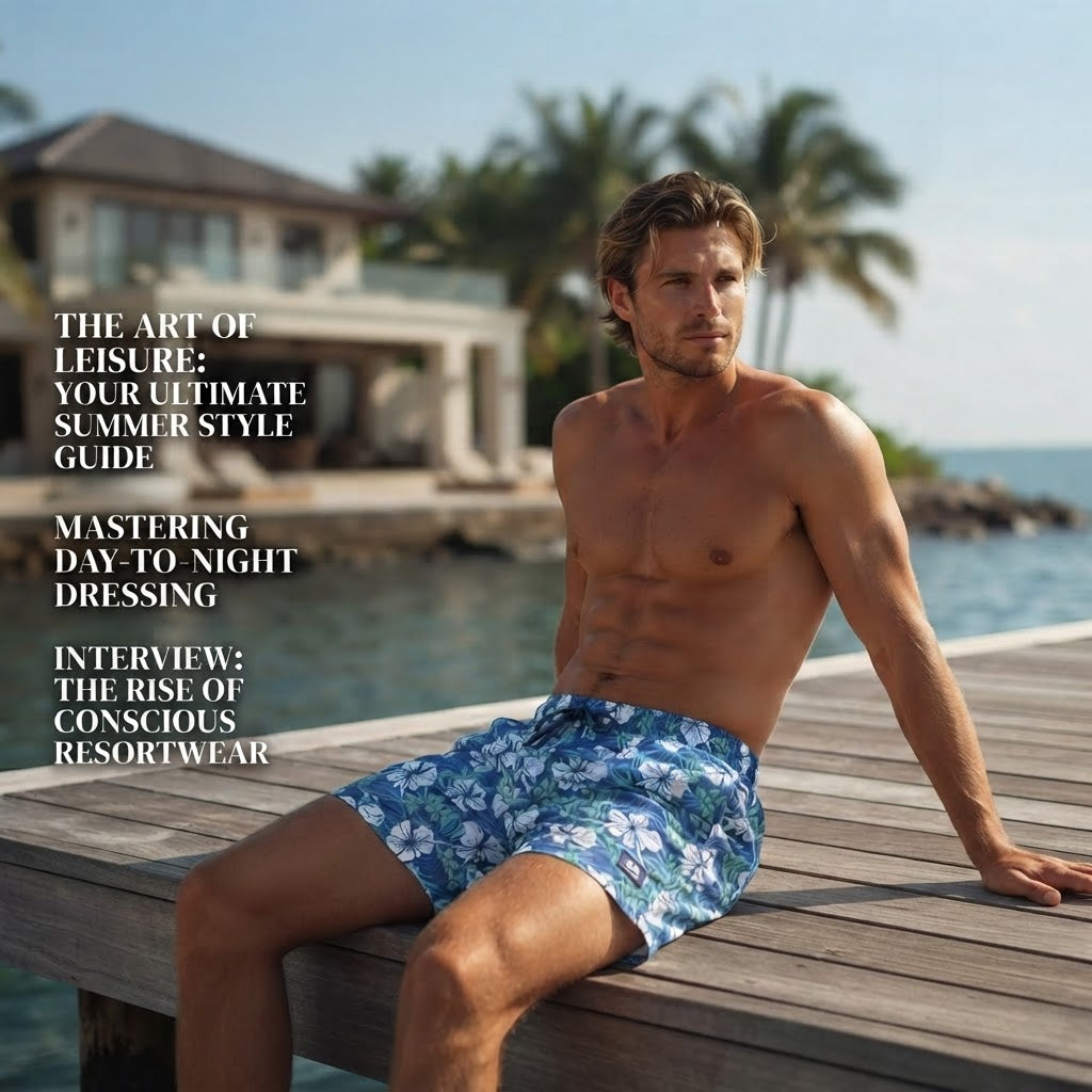 Cobalt Blue Tropical Floral Print Swim Shorts