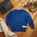 [WearU Generated:merch_flat_lay] George Royal Blue Cotton Blend Regular Fit Pullover – flat lay view