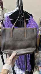 Chrisbella Dark Brown Textured Top-Handle Tote