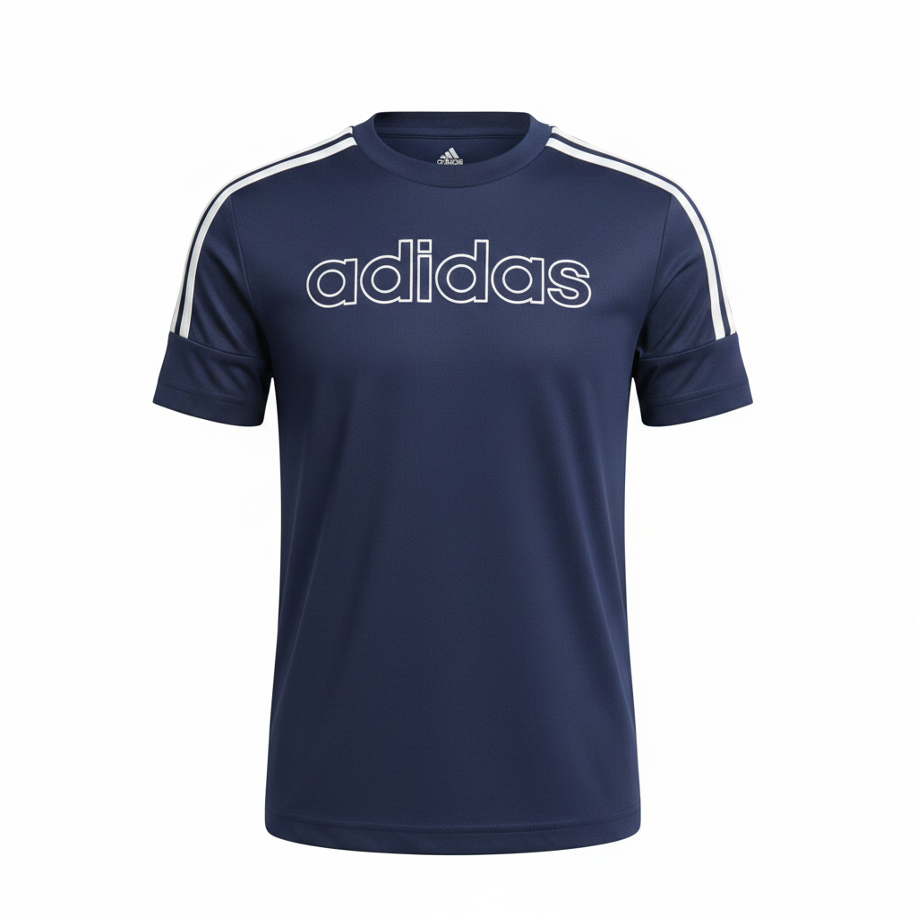Adidas Kids Navy Blue Climalite Three Stripe T-Shirt XS