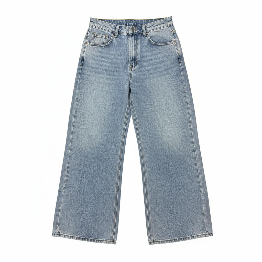 Women's Light Wash Wide-Leg Denim Jeans