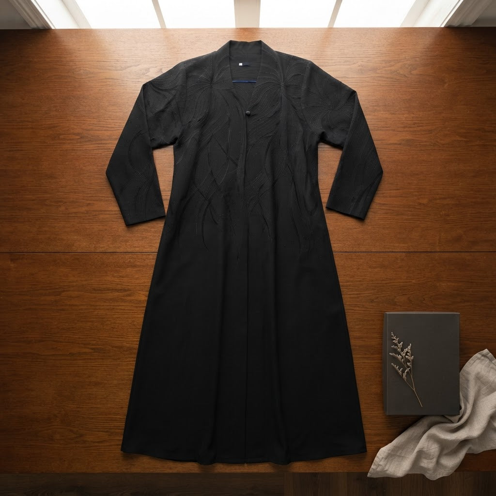 represent Black Embellished Occasion Abaya with Embroidered