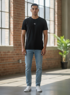 Calvin Klein Jeans Black Short-Sleeve T-Shirt with White Log