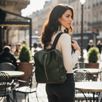 Forest Green Leather Casual Everyday Backpack
