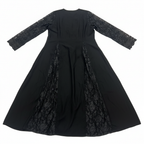 Elegant Black Abaya with Lace Panels and Sequins