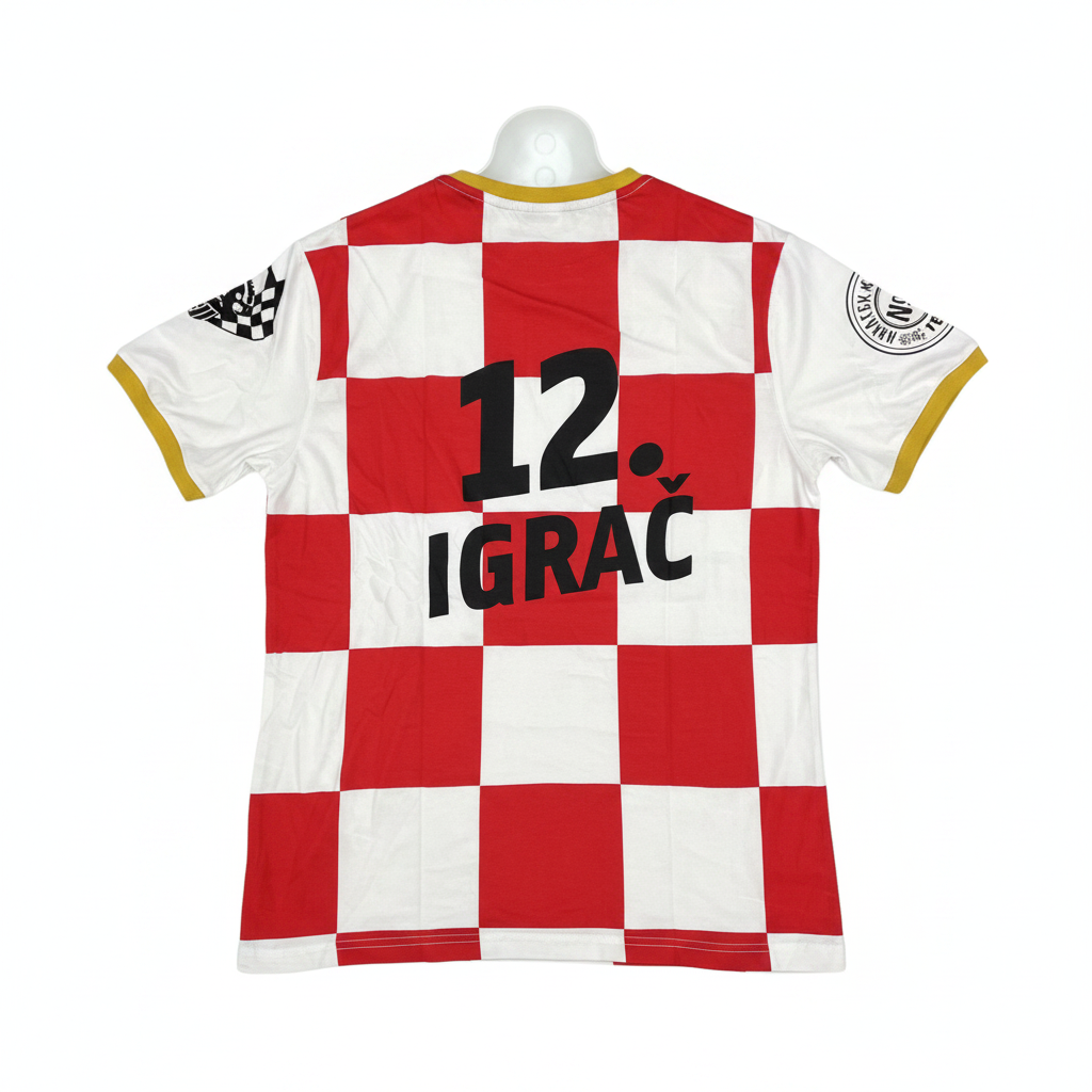 Ožujsko Men's Red & White Checkered Beer Logo T-Shirt Size S