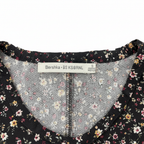 Bershka BSK Girl Black Floral Ruffle Neck Long Sleeve Top