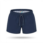[WearU Generated:merch_ghost] Navy Polyester Solid Wide-leg Shorts – ghost front view
