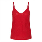 Women's Red Cotton Eyelet Cami Dress