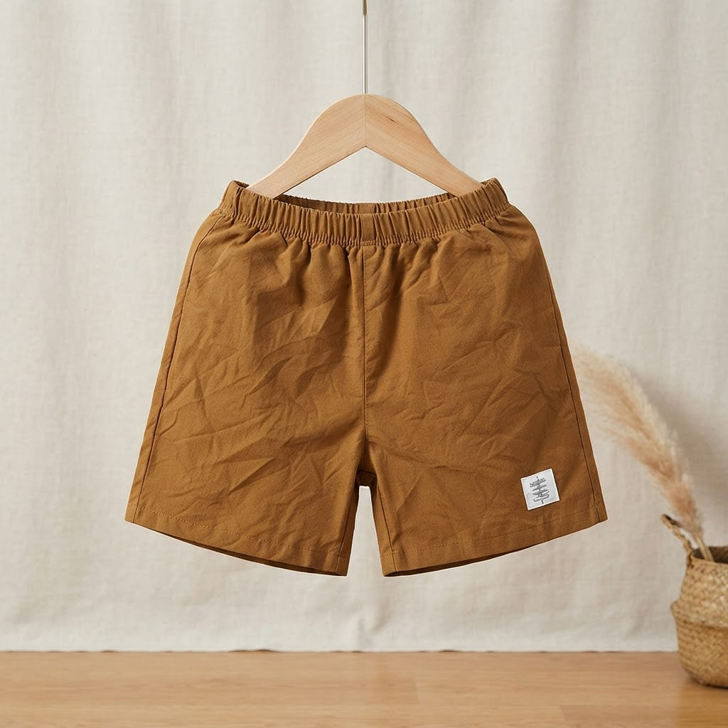 SHEIN Caramel Brown Kids Relaxed Fit Pull-On Casual Shorts
