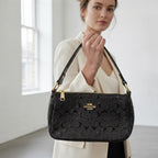 COACH NEW YORK Black Embossed Patent Leather Shoulder Bag