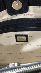 GUESS EST.1981 Black Structured Grained Leather Top-Handle T