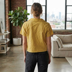 Women's Yellow Short-Sleeved Camp Collar Shirt