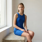 SHEIN Royal Blue Sleeveless Ribbed Knit Column Mini Dress