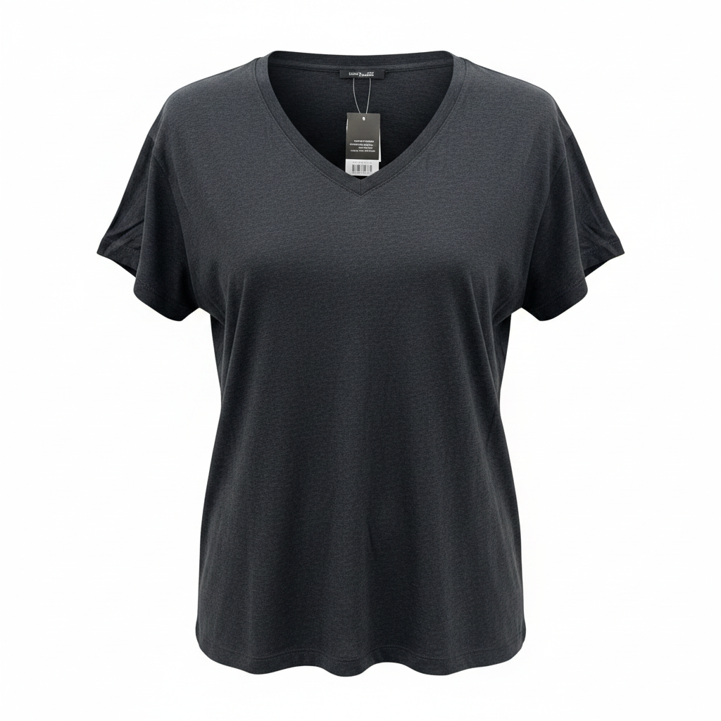 Women's Charcoal V-Neck Relaxed Fit T-Shirt