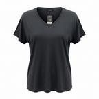 Women's Charcoal V-Neck Relaxed Fit T-Shirt