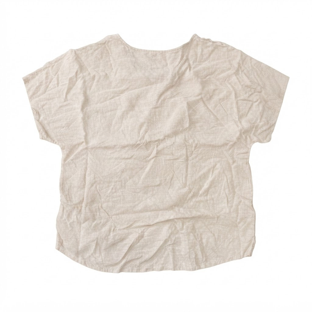 Women's Beige Sequin Embellished Linen V-Neck Top