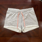 Heather Grey Lounge Shorts with Pink Drawstring