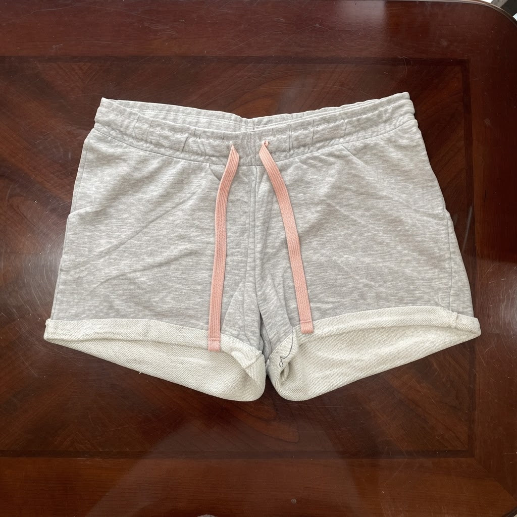 Heather Grey Lounge Shorts with Pink Drawstring