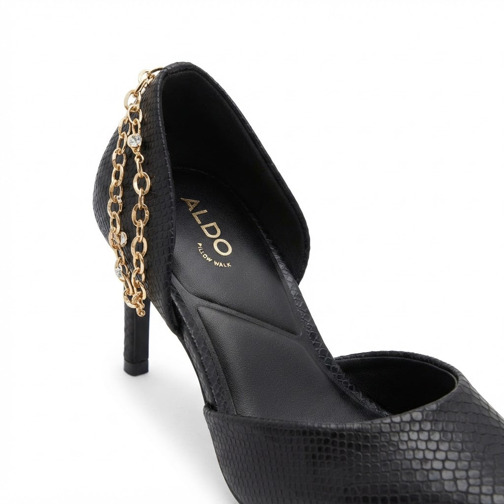 ALDO Women's Black Snakeskin Pointed Toe High Heels