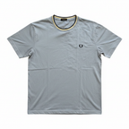 FRED PERRY Men's Light Blue Tipped Crew Neck Cotton T-Shirt