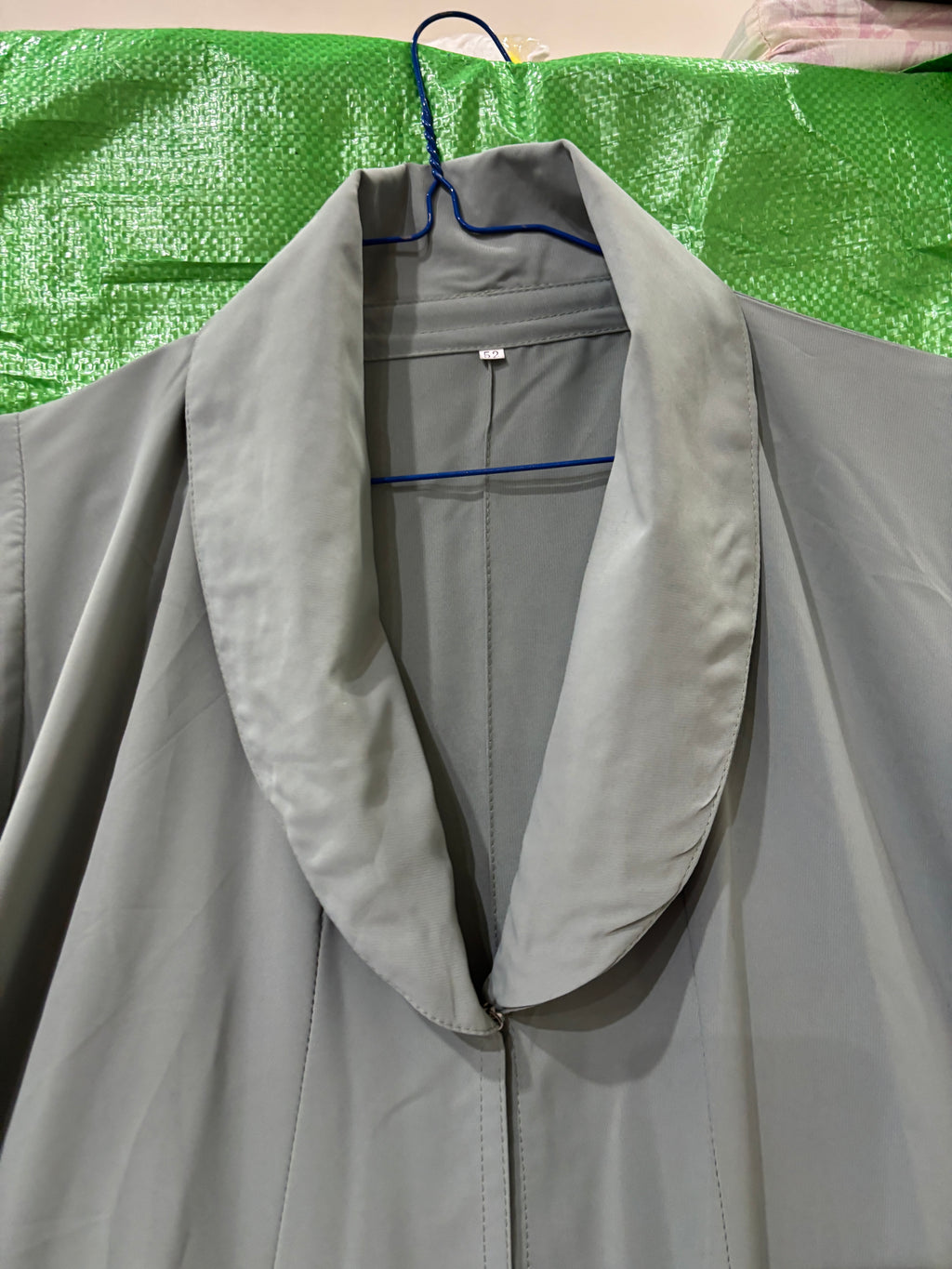 Cool Sage Grey Floor-Length Thobe with Mandarin Collar