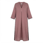 Strive Dusty Mauve Long Kurta with Scalloped Black Trimmed H
