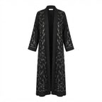 Black Embellished Long-Sleeve Formal Abaya Dress