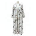 Women's Floral Long Duster Jacket with Pearl Cuffs