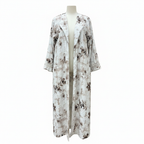 Women's Floral Long Duster Jacket with Pearl Cuffs