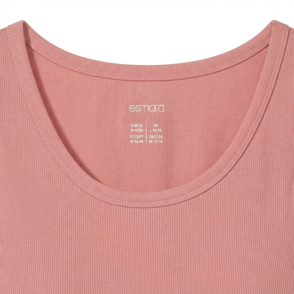 esmara Women's Pink Ribbed Scoop Neck Tank Top