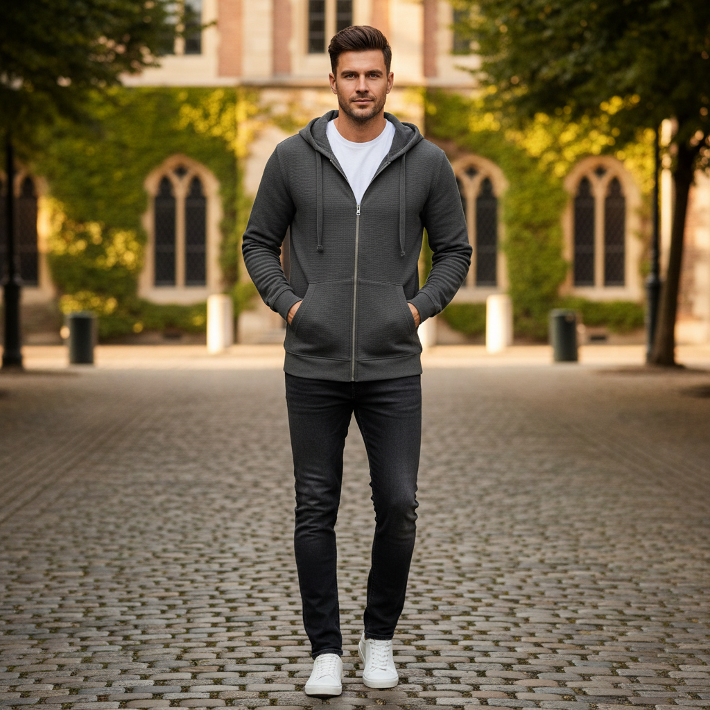 Parkside Performance Men's Grey Full-Zip Textured Hoodie XL