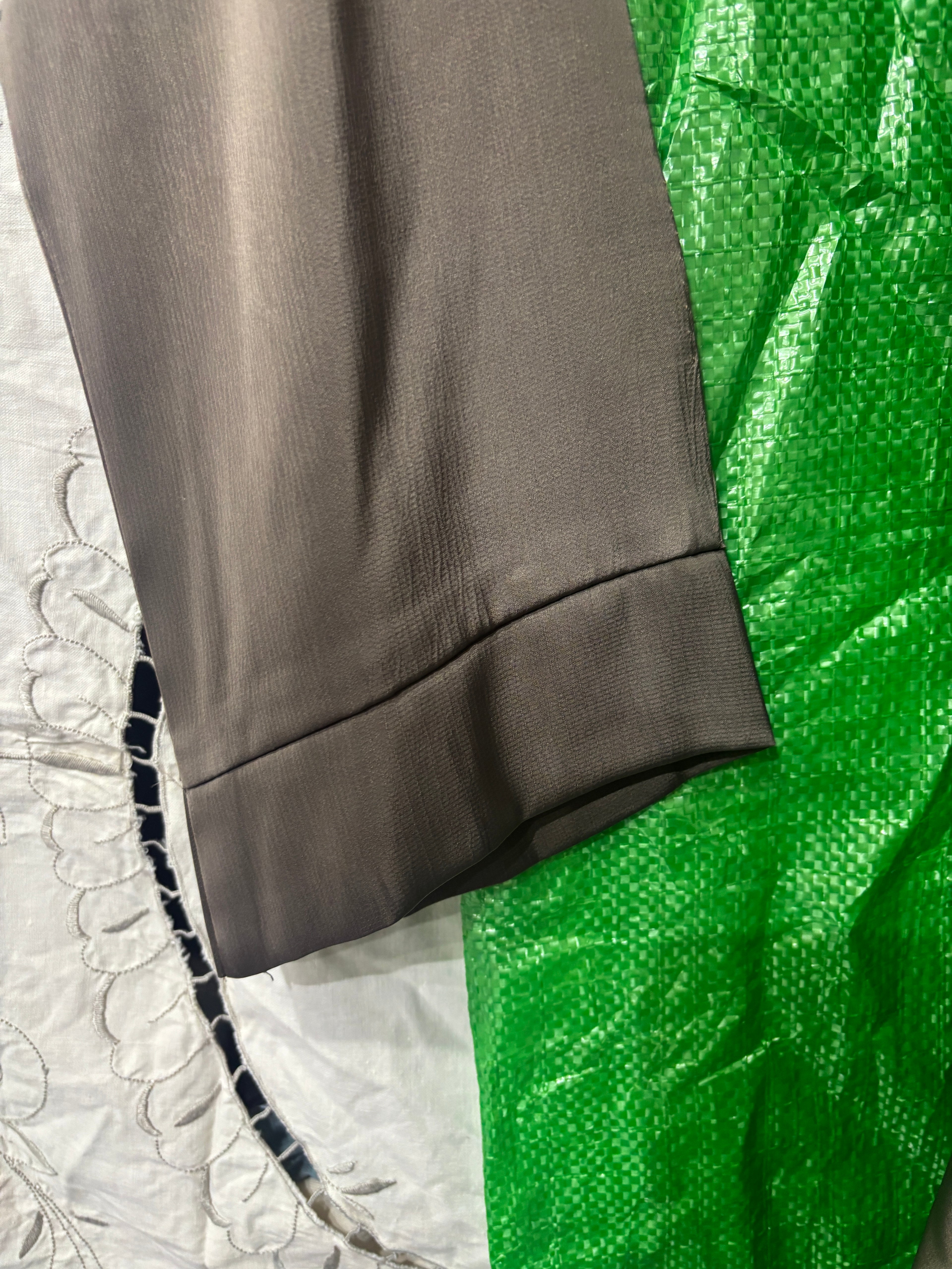 represent Olive Brown Embroidered Open-Front Abaya with Wide