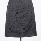 Women's Navy Floral Jacquard V-Neck Floor-Length Abaya