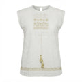 Women's White Embroidered Tassel Waist Tunic Top