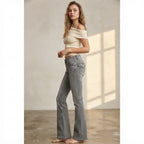 Bershka Grey Bootcut Jeans with Y2K Flap Pockets