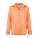 SHEIN Women's Vibrant Orange Relaxed Fit Button-Down Blouse