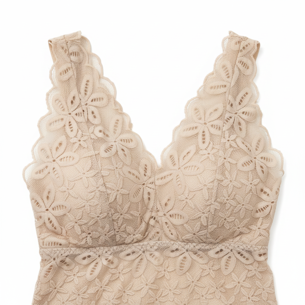 Premium Women's Beige Floral Lace V-Neck Camisole Tank